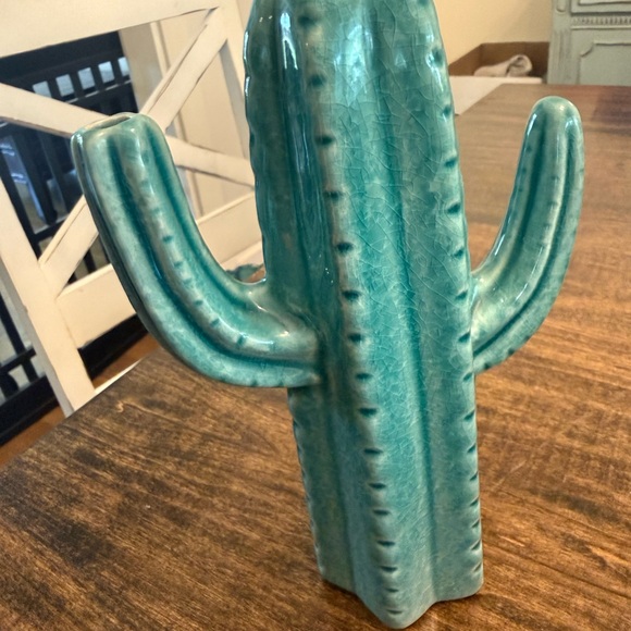 Teal Cactus Ceramic Vase - Picture 5 of 7